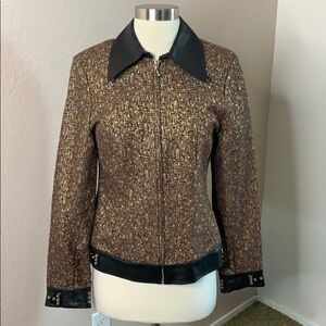 Vintage 80’s Isabel U.S.A. Vintage Leather Tweed Studs Buckle Moto Jacket Small